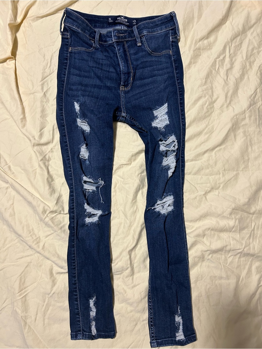 Hollister Dark Blue Distressed Women's Skinny Jeans